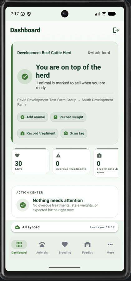 AgriHerd Dashboard on phone